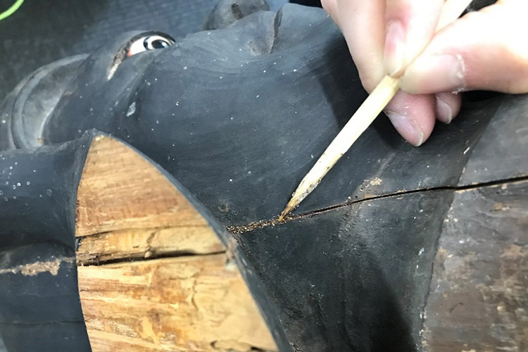 剥目処理の作業